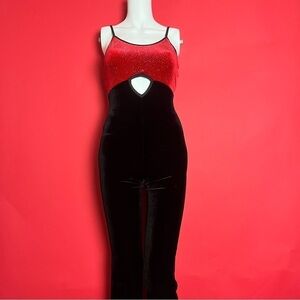 Black and red velvet rhinestone jumpsuit ❤️🖤​​​​​​​​​​​​